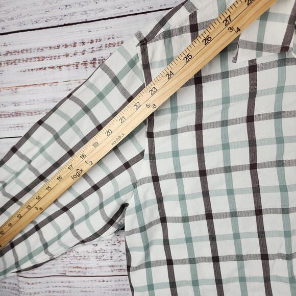 Cinch Western Button-Up Shirt M Green Brown Plaid Logo Pocket Cowboy Ranch - Picture 6 of 7